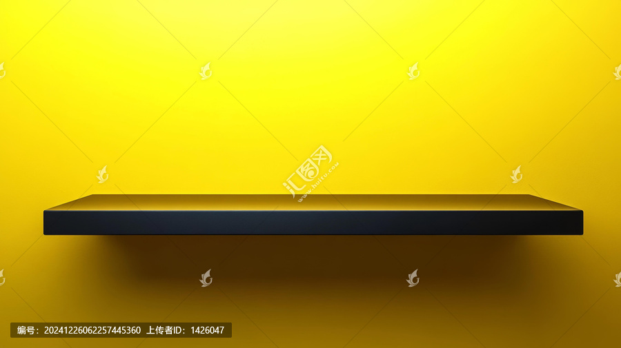 黃色背景上的黑色擱板