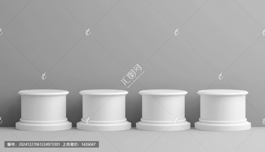 灰色背景上的四個白色底座