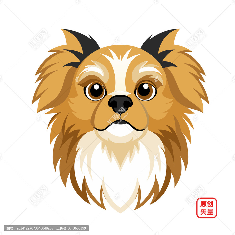 矢量插畫(huà)動(dòng)物可愛(ài)萌寵京巴犬頭像