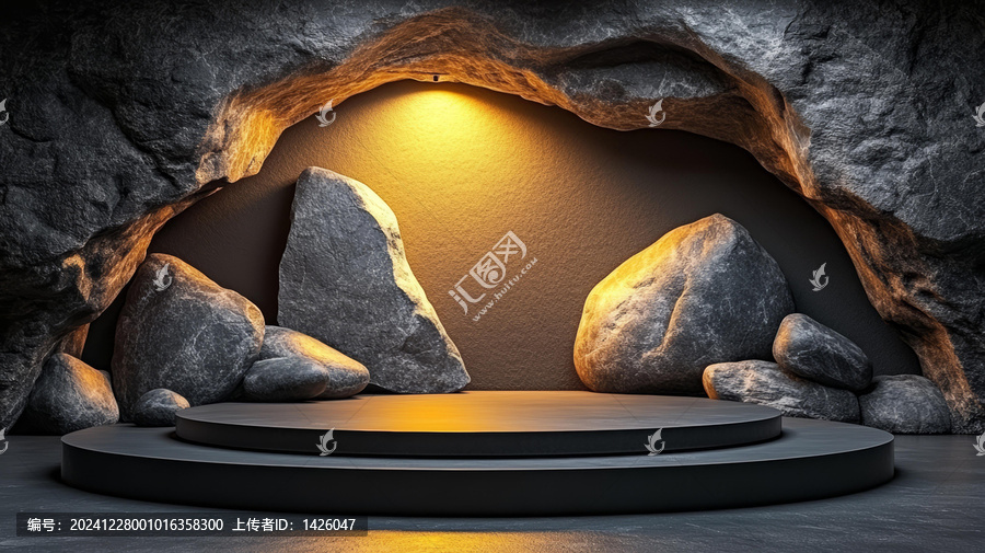 黑暗洞穴巖石展示臺(tái)