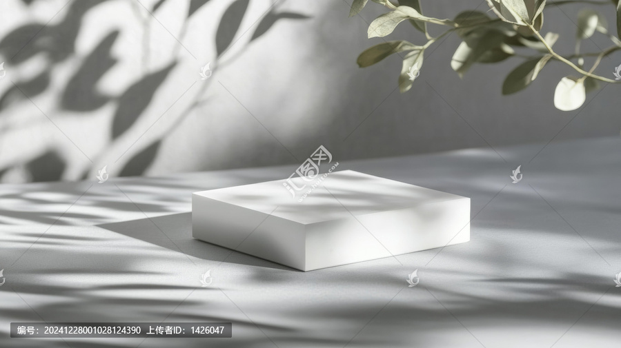 簡(jiǎn)約白色展示臺(tái)與自然陰影