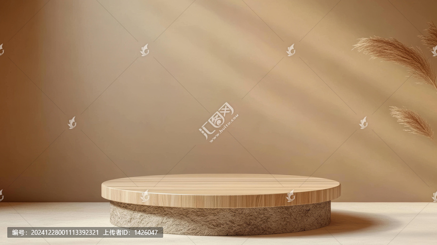 自然木質(zhì)展示臺溫暖燈光