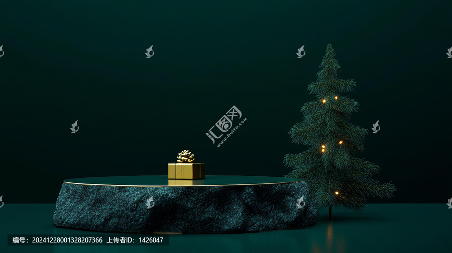 圣誕禮物與圣誕樹的極簡場景