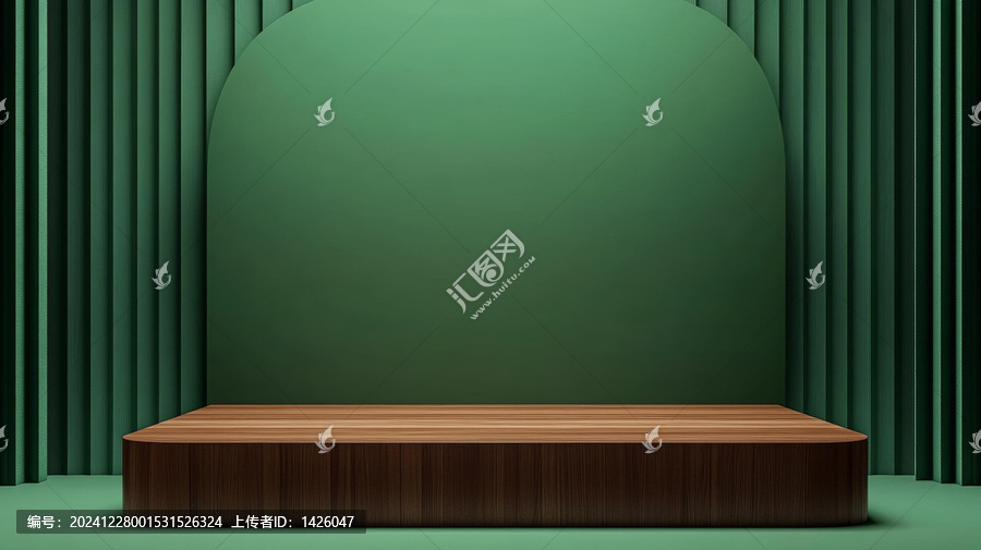 現(xiàn)代綠色展示臺(tái)與木質(zhì)平臺(tái)