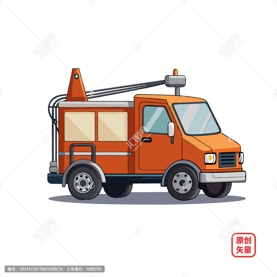 矢量插畫汽車電纜修理車