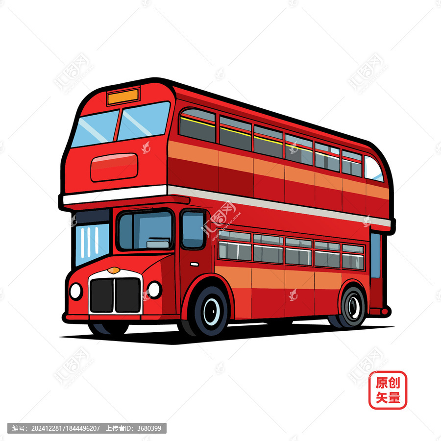 矢量插畫汽車雙層巴士