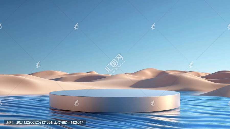 沙漠場景中的現(xiàn)代產(chǎn)品展示臺