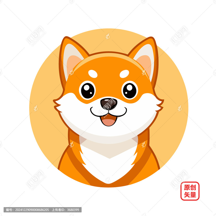 矢量插畫(huà)動(dòng)物寵物小狗頭像柴犬