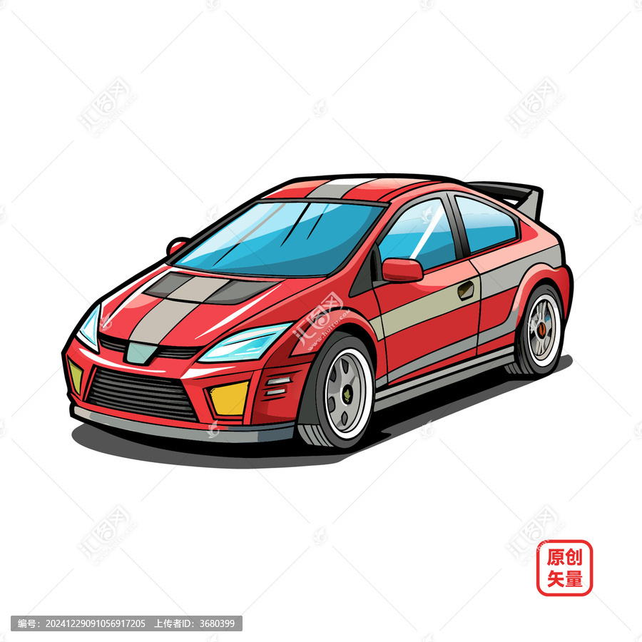 矢量插畫(huà)汽車紅色賽車
