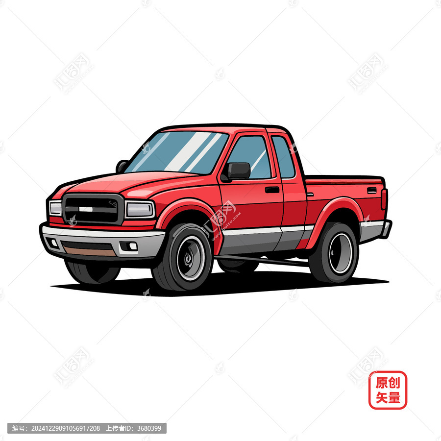 矢量插畫汽車貨運皮卡