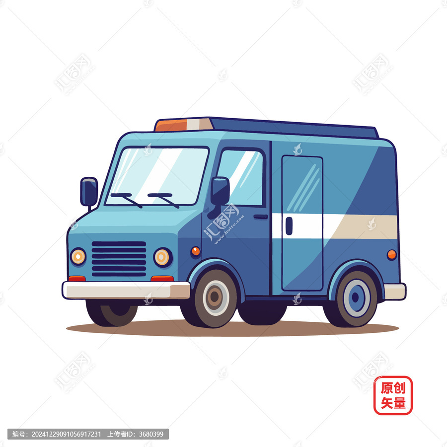 矢量插畫汽車特種車輛郵政車