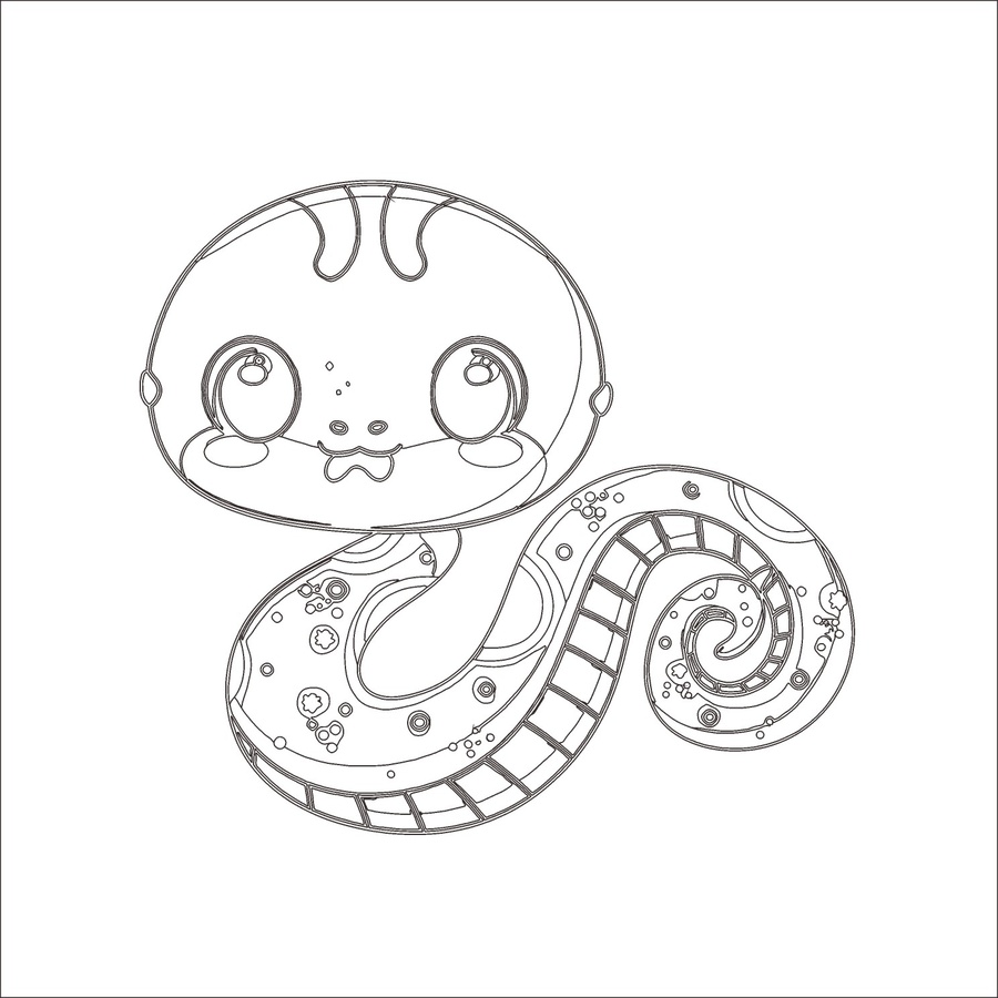 可愛蛇印花