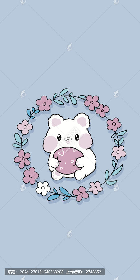 手機(jī)殼圖案小清新花環(huán)小倉鼠可愛動(dòng)物卡通風(fēng)