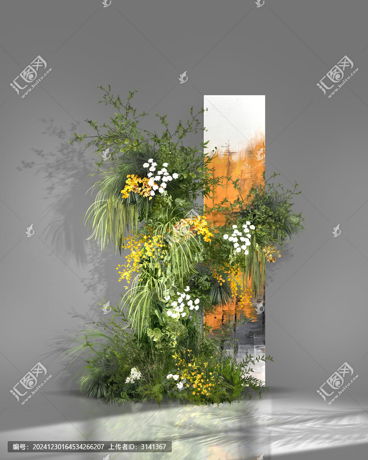 小眾白綠色花藝效果圖