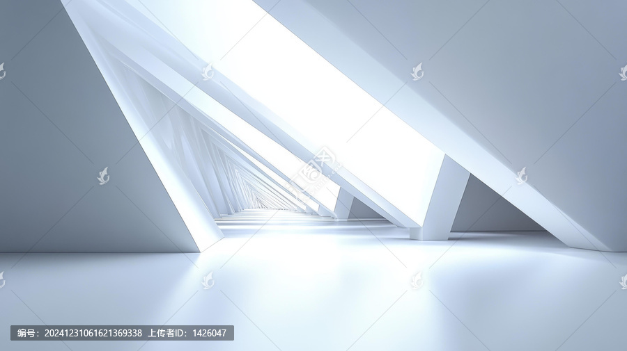 抽象現(xiàn)代建筑走廊透視