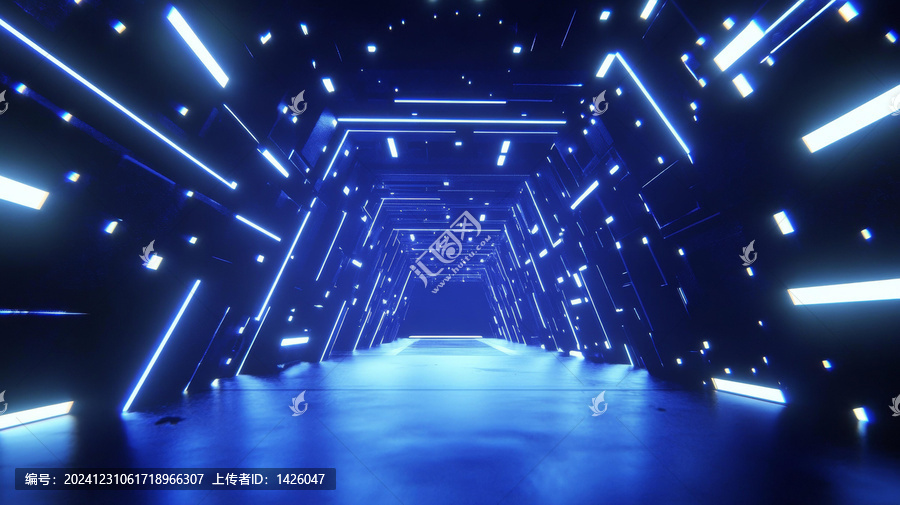 未來感霓虹燈光隧道