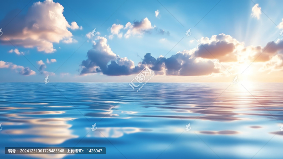 平靜海洋上的日出景色