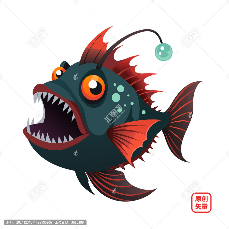 矢量插圖動(dòng)物海洋生物鮟鱇魚