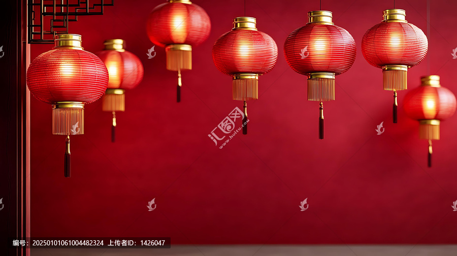 喜慶的中國紅燈籠背景圖