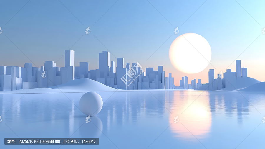 極簡(jiǎn)主義城市日出景色