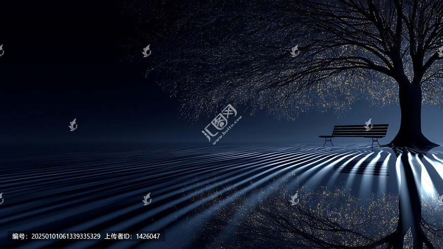 靜謐夜晚下的巨樹