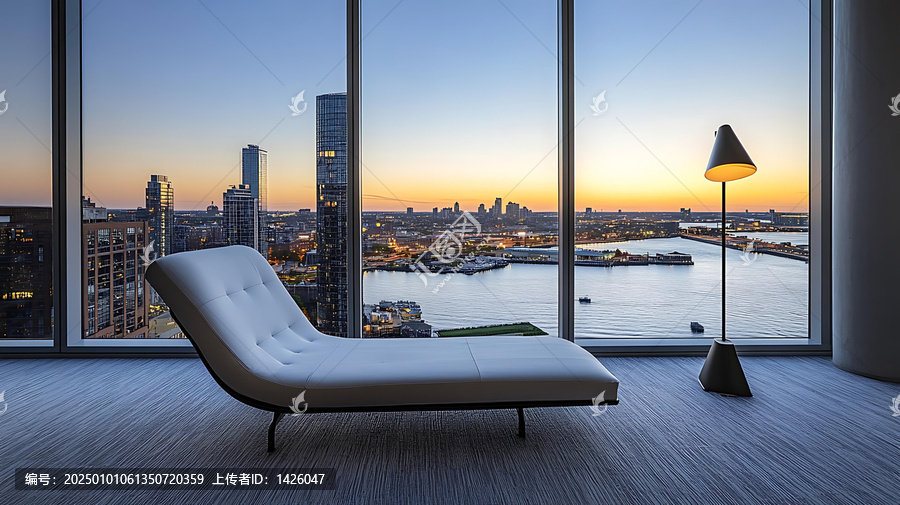 現(xiàn)代城市天際線休閑區(qū)美景