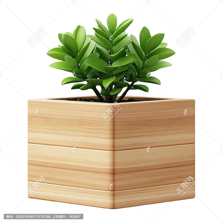 [免摳素材]木質(zhì)花盆擺放綠植