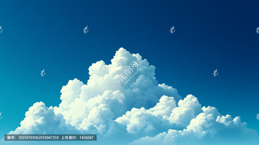 蓬松白云蔚藍(lán)天空