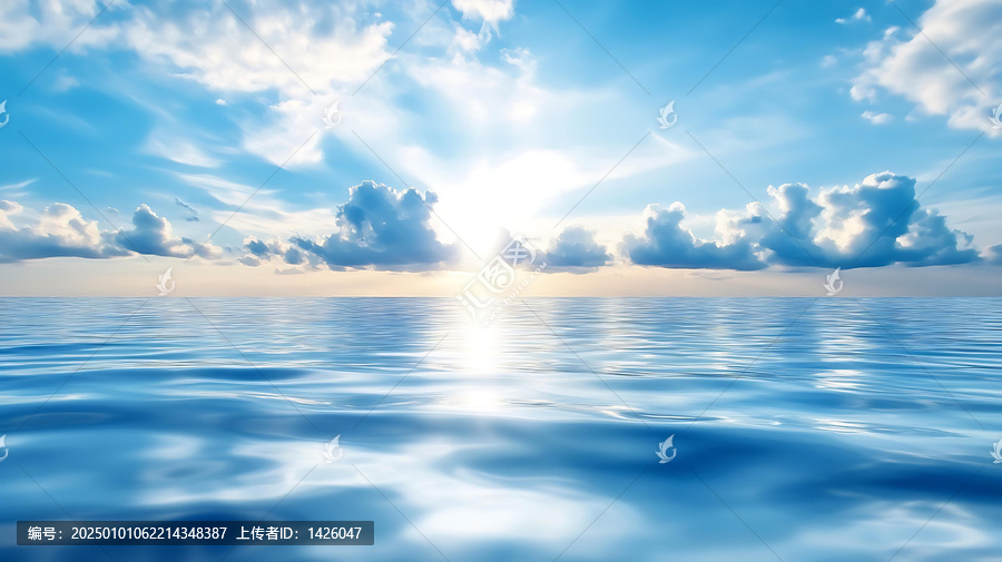 寧靜的海洋與壯麗天空的日落美景