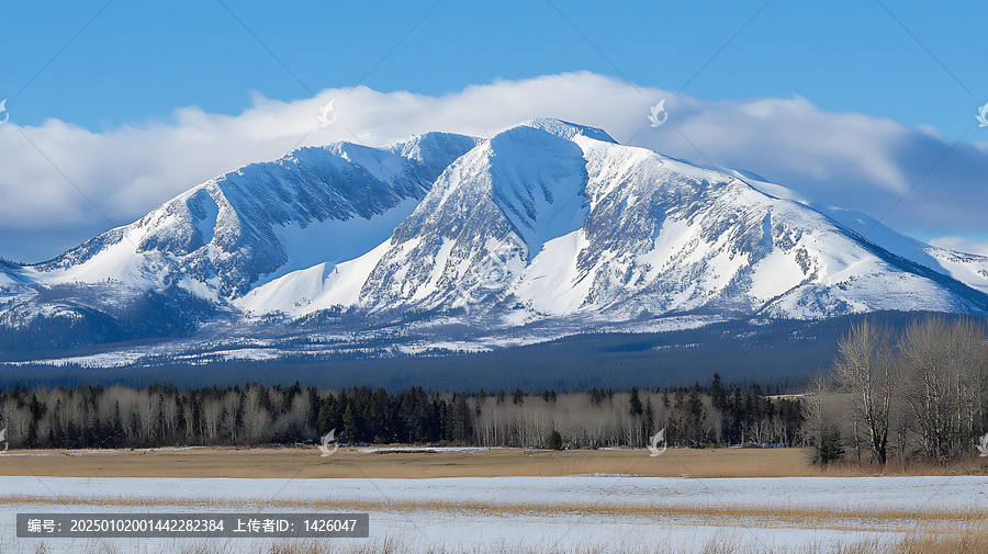 冬季雪山連綿的壯麗景色