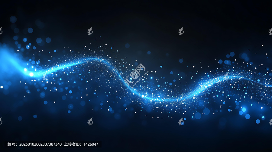 抽象藍色光粒子流背景圖