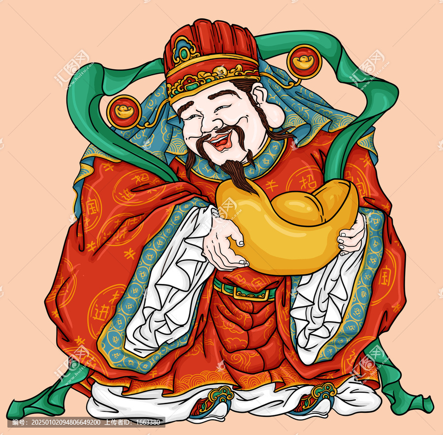 國(guó)潮手繪財(cái)神