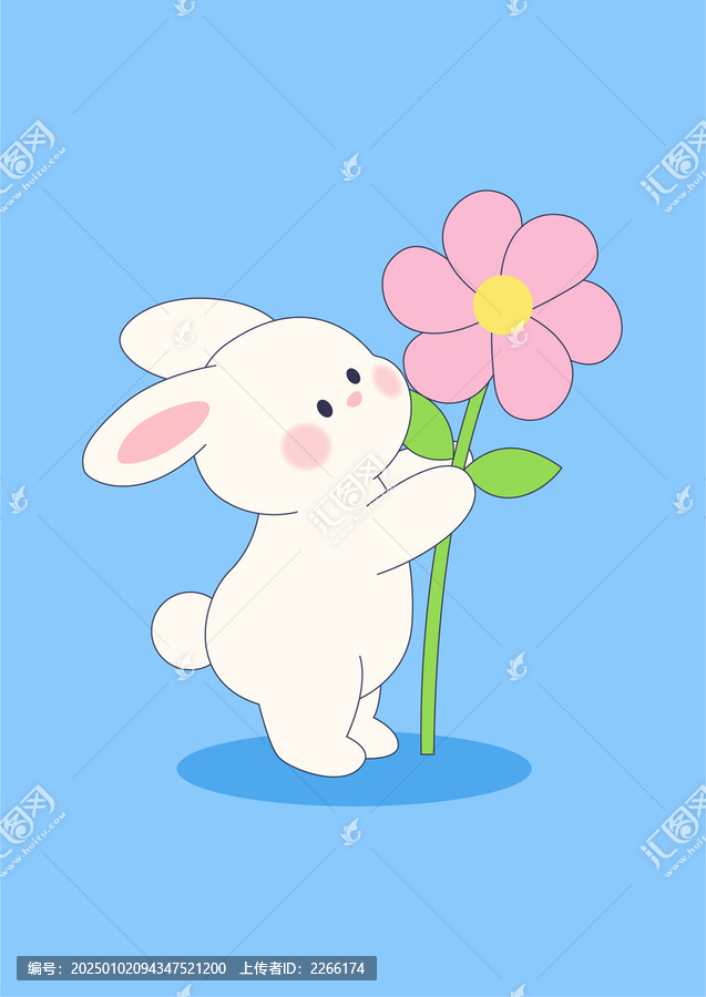 小兔拿花