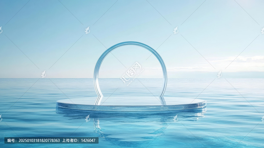 抽象玻璃平臺(tái)海洋背景