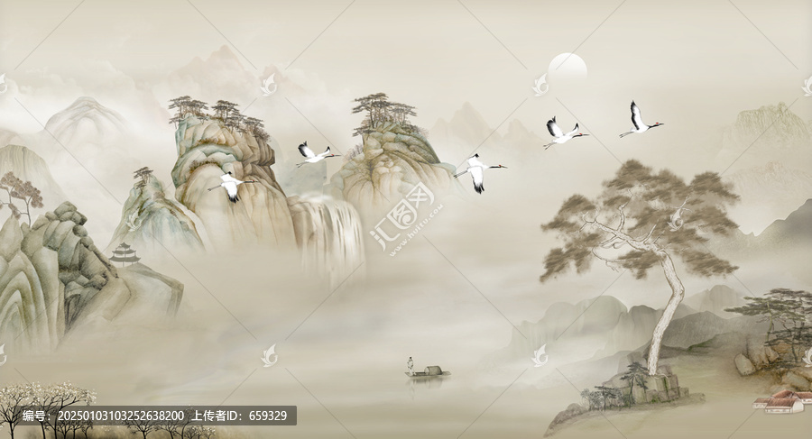 國畫山水背景墻