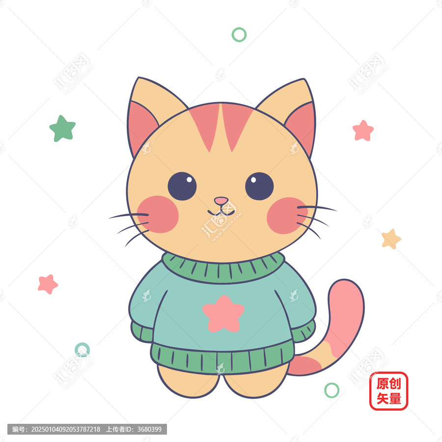 矢量插圖動(dòng)物可愛穿毛衣小貓