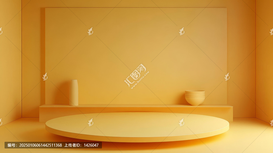 簡約淺黃色展示臺背景圖