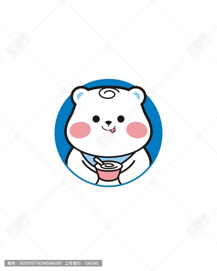 卡通可愛小白熊頭像矢量圖