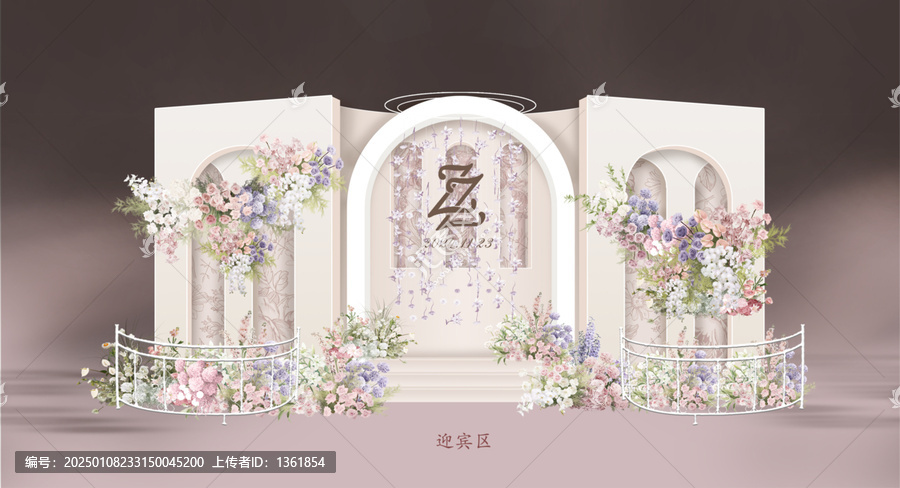 粉色法式婚禮迎賓區(qū)效果圖