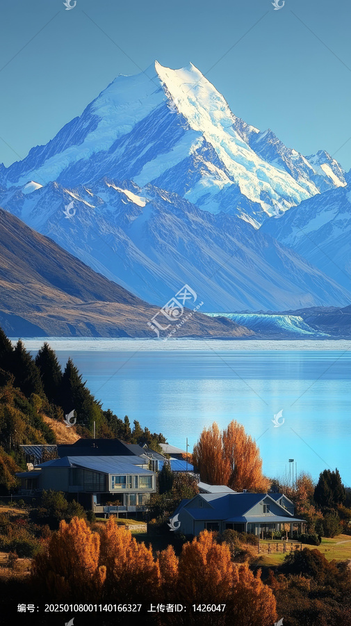 秋色美景下的巍峨山峰