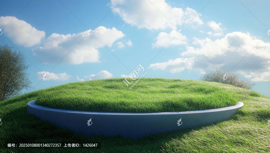 空曠草地山丘平臺戶外場景