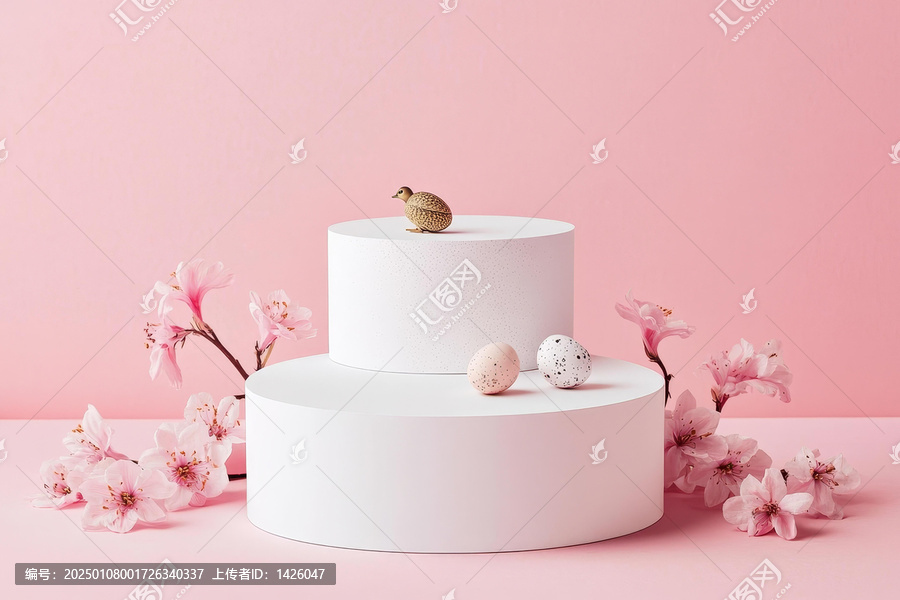 粉嫩花朵與彩蛋擺飾