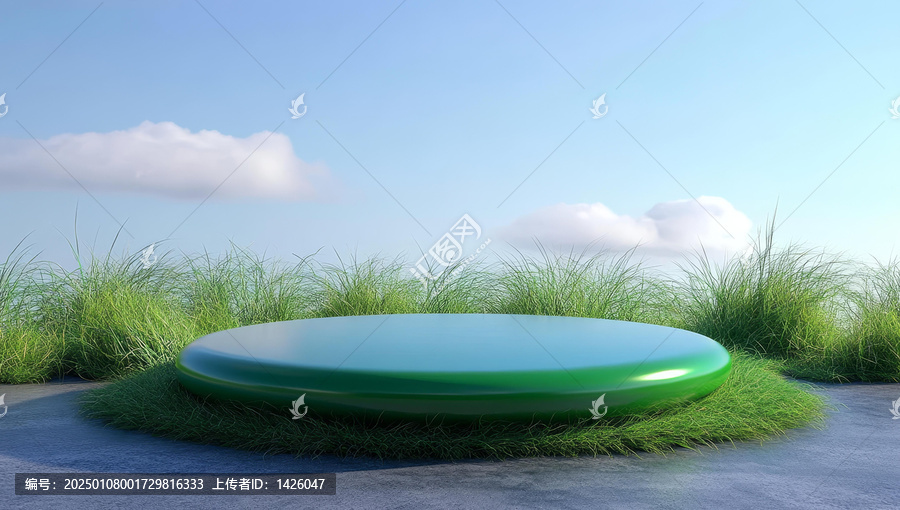 綠色產(chǎn)品展示平臺戶外草地場景