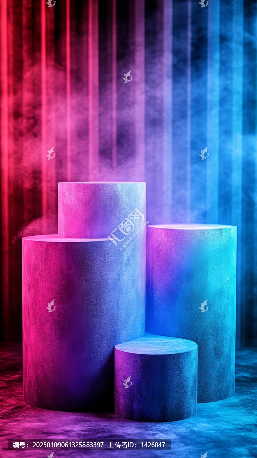 霓虹燈抽象圓柱形展示臺(tái)