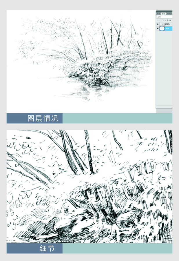 重慶黑山谷小溪鋼筆畫