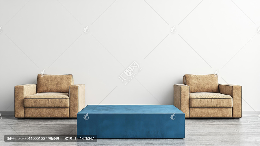 現(xiàn)代客廳場景與單人沙發(fā)和咖啡桌
