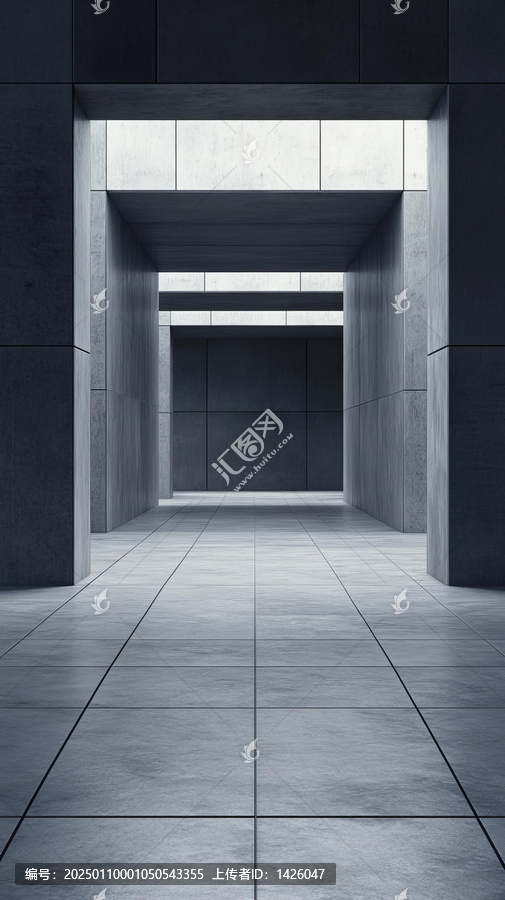 現(xiàn)代混凝土走廊室內(nèi)抽象設(shè)計(jì)