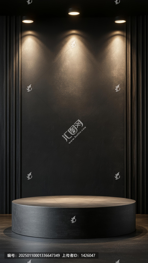 黑色現(xiàn)代圓形展示臺背景