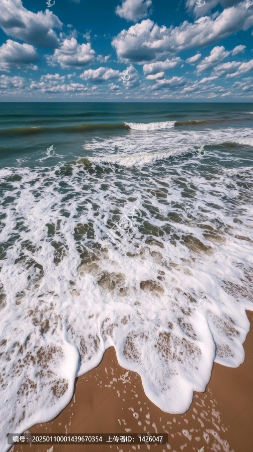 海浪拍打沙灘的美景