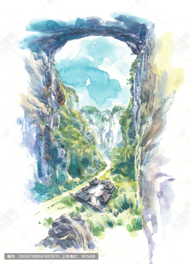重慶武隆天生三橋水彩